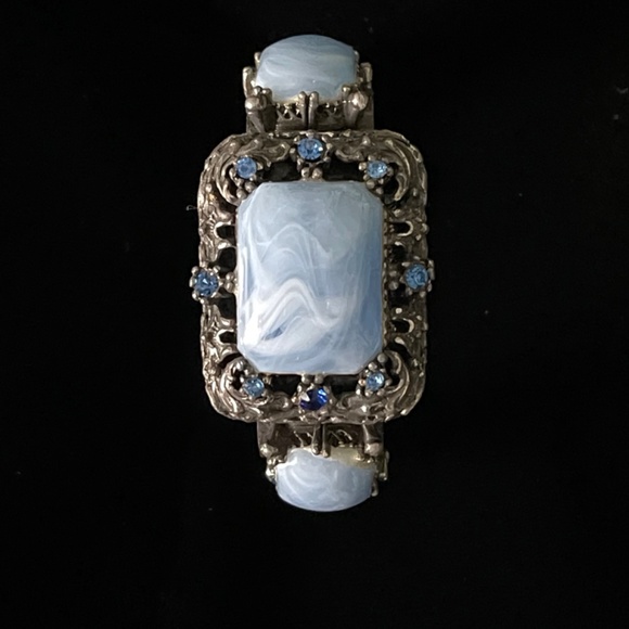 VTG Renaissance Revival Unsigned Hinged Cuff Bracelet; Selro Inspired - Picture 3 of 11